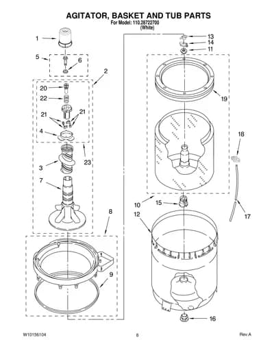 AGITATOR, BASKET AND TUB PARTS