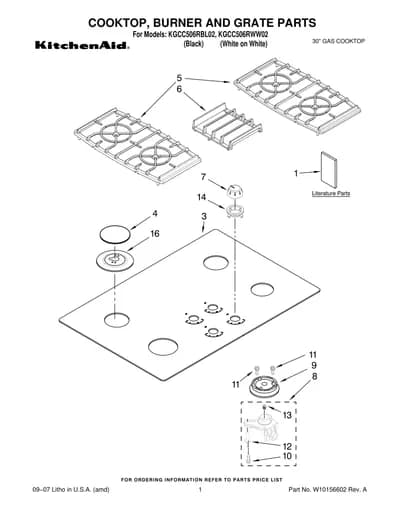 COOKTOP, BURNER AND GRATE PARTS