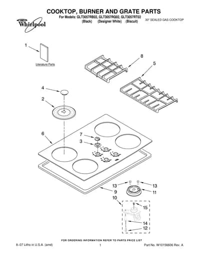 COOKTOP, BURNER AND GRATE PARTS