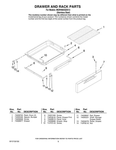DRAWER AND RACK PARTS