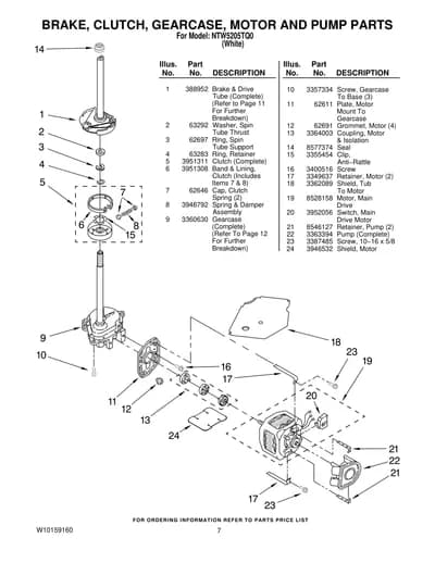 BRAKE, CLUTCH, GEARCASE, MOTOR AND PUMP PARTS