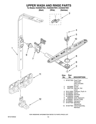UPPER WASH AND RINSE PARTS
