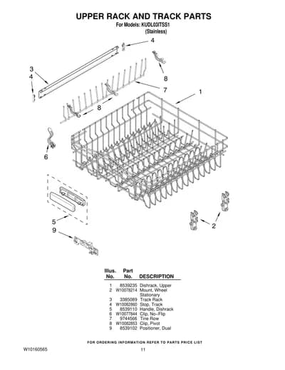 UPPER RACK AND TRACK PARTS