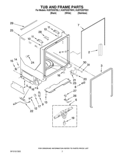 TUB AND FRAME PARTS
