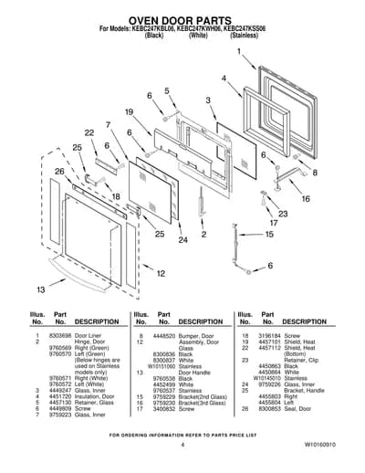OVEN DOOR PARTS