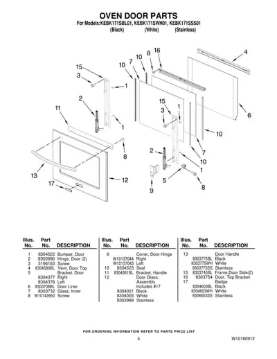 OVEN DOOR PARTS
