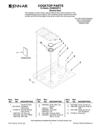 COOKTOP PARTS