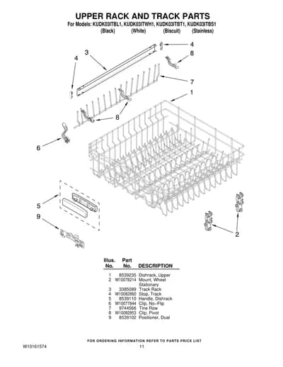 UPPER RACK AND TRACK PARTS