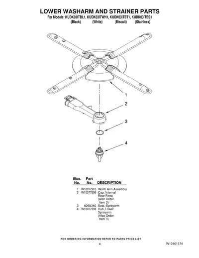LOWER WASHARM AND STRAINER PARTS