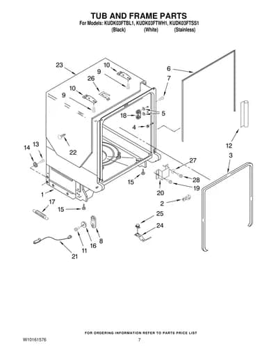 TUB AND FRAME PARTS
