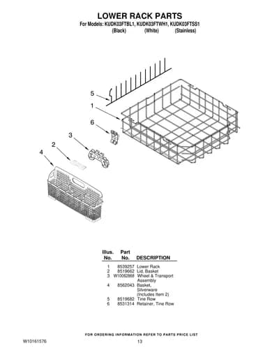LOWER RACK PARTS