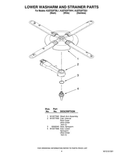 LOWER WASHARM AND STRAINER PARTS