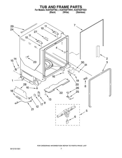 TUB AND FRAME PARTS