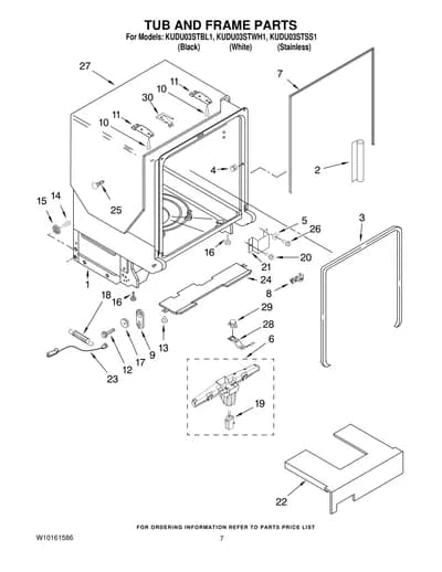 TUB AND FRAME PARTS