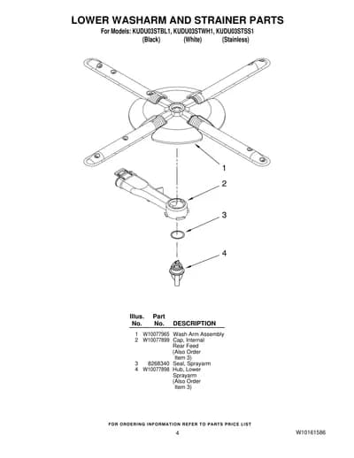 LOWER WASHARM AND STRAINER PARTS