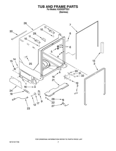 TUB AND FRAME PARTS
