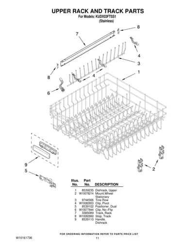 UPPER RACK AND TRACK PARTS