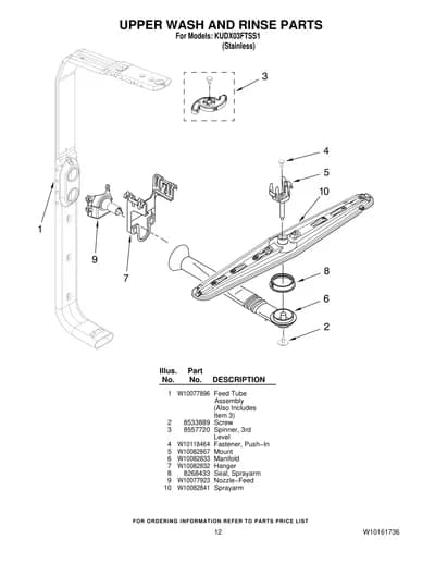UPPER WASH AND RINSE PARTS