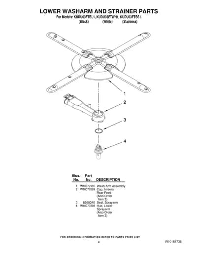 LOWER WASHARM AND STRAINER PARTS