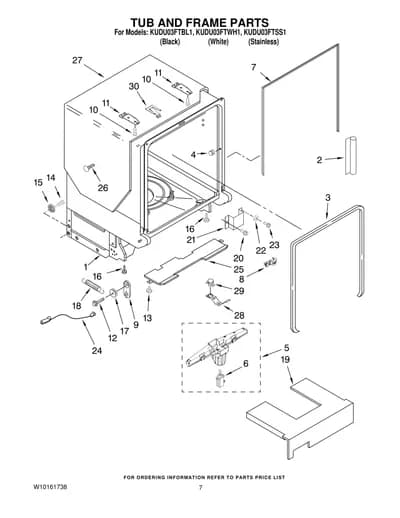 TUB AND FRAME PARTS