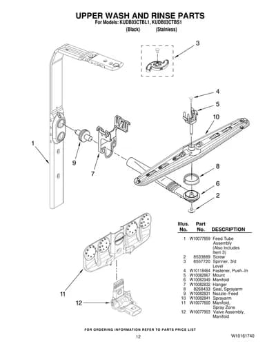 UPPER WASH AND RINSE PARTS