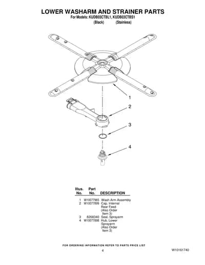 LOWER WASHARM AND STRAINER PARTS