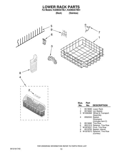 LOWER RACK PARTS
