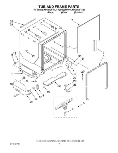 TUB AND FRAME PARTS