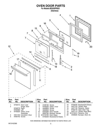 OVEN DOOR PARTS