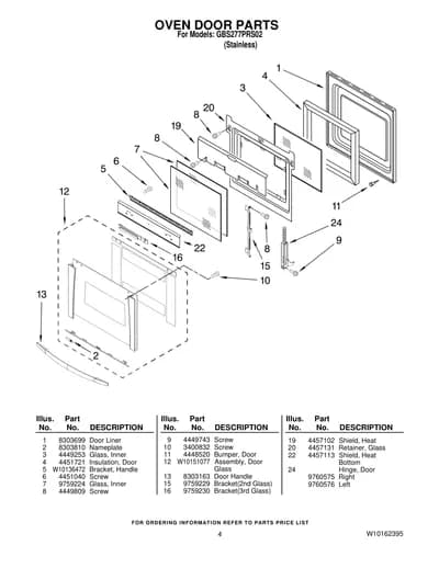 OVEN DOOR PARTS