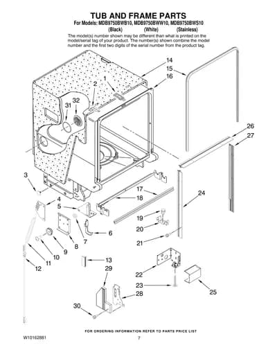 TUB AND FRAME PARTS