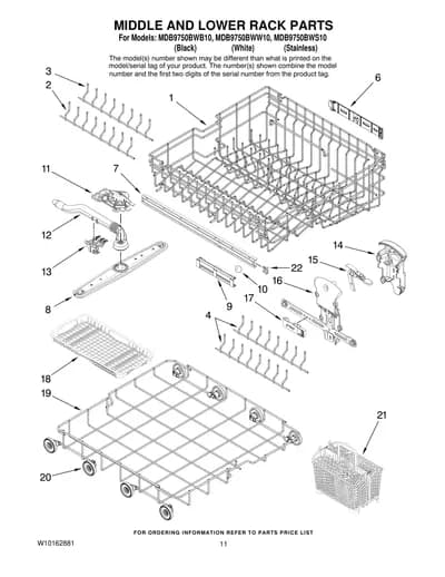 MIDDLE AND LOWER RACK PARTS