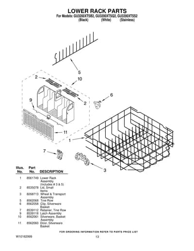 LOWER RACK PARTS