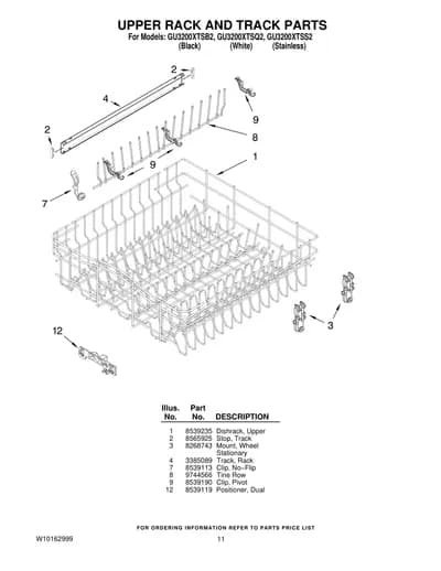 UPPER RACK AND TRACK PARTS