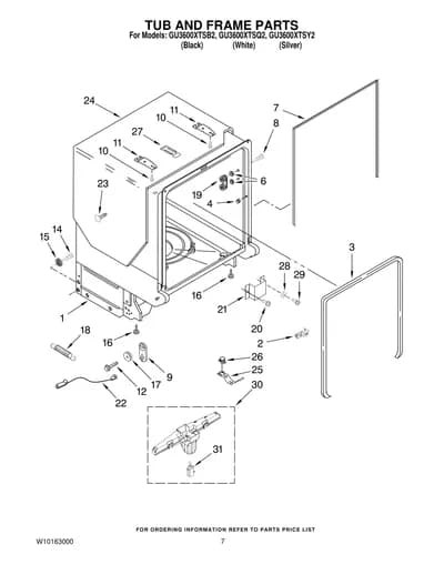 TUB AND FRAME PARTS
