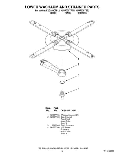 LOWER WASHARM AND STRAINER PARTS