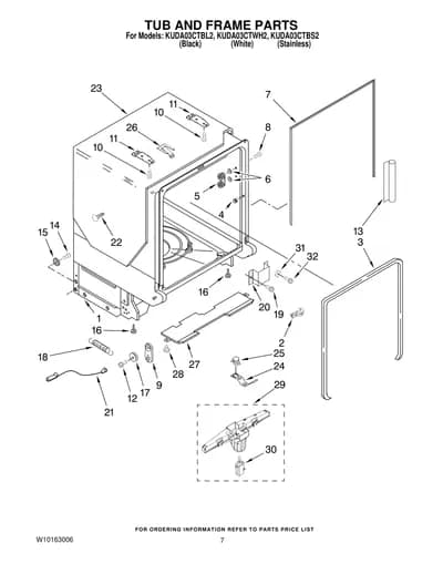 TUB AND FRAME PARTS