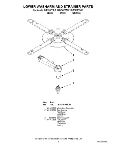 LOWER WASHARM AND STRAINER PARTS