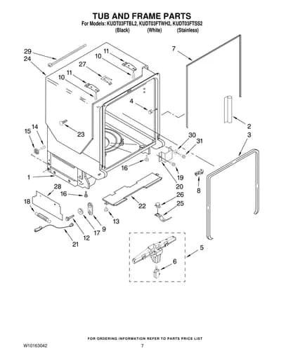 TUB AND FRAME PARTS