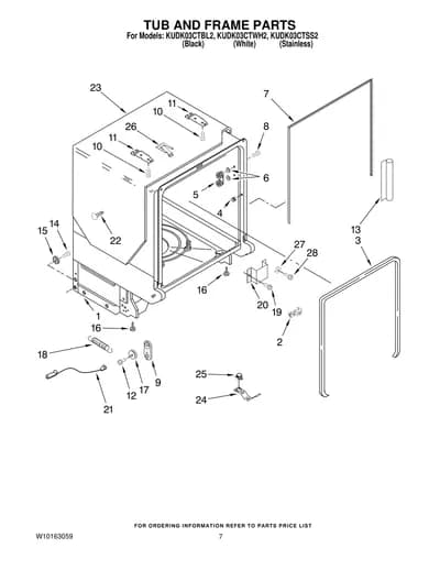 TUB AND FRAME PARTS