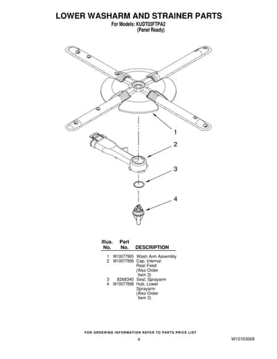 LOWER WASHARM AND STRAINER PARTS