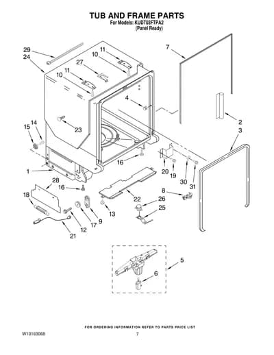 TUB AND FRAME PARTS