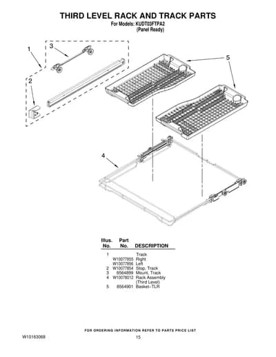 THIRD LEVEL RACK AND TRACK PARTS