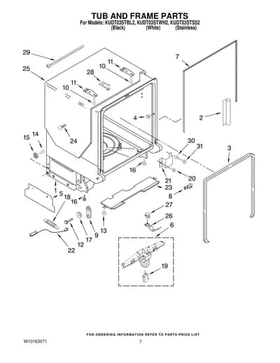 TUB AND FRAME PARTS
