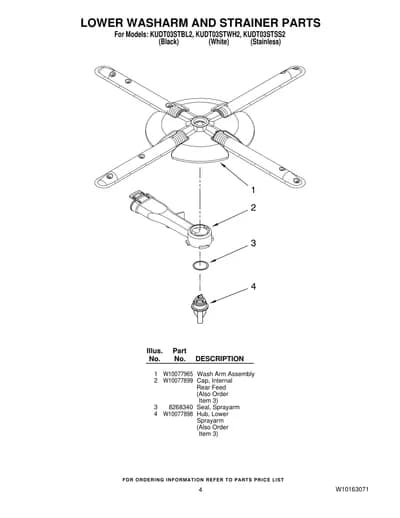 LOWER WASHARM AND STRAINER PARTS