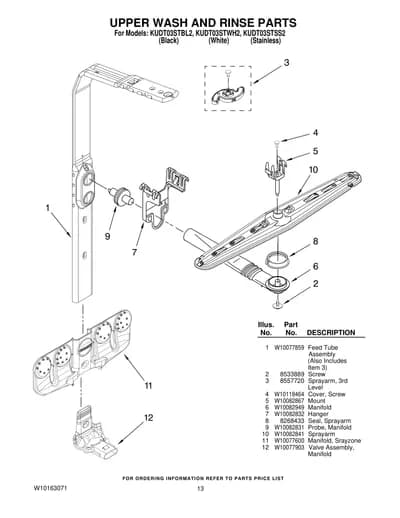 UPPER WASH AND RINSE PARTS