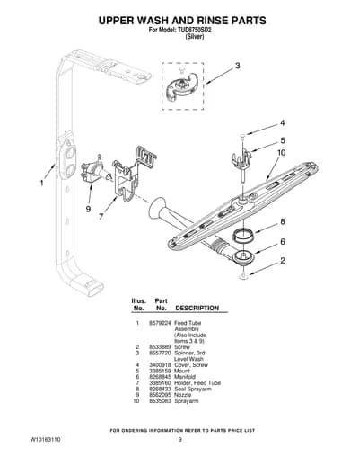 UPPER WASH AND RINSE PARTS