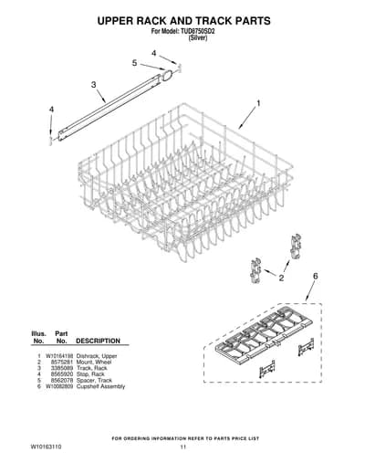 UPPER RACK AND TRACK PARTS