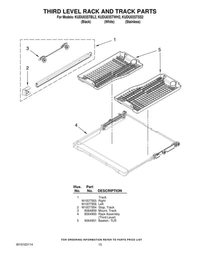 THIRD LEVEL RACK AND TRACK PARTS