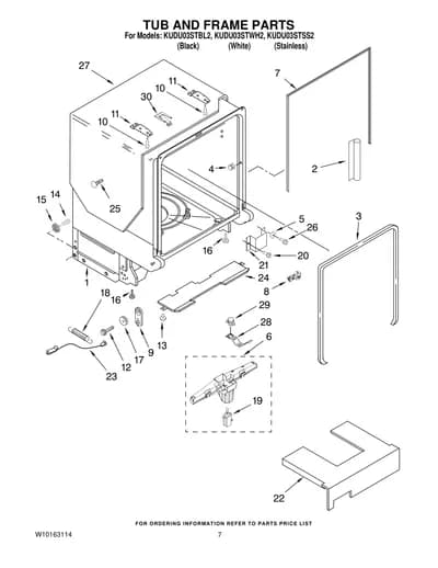 TUB AND FRAME PARTS